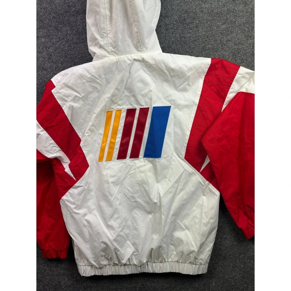 Starter NASCAR Windbreaker The Breakaway  Jacket Men M White 1/4 Hooded Pullover